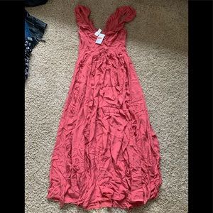 H&M ruffled pink salmon maxi dress US size 6. New with tags never worn.